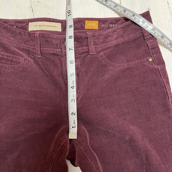 Pilcro Corduroy Pants 27 Burgundy Skinny Straight Anthropologie Fall Essential - Picture 10 of 12